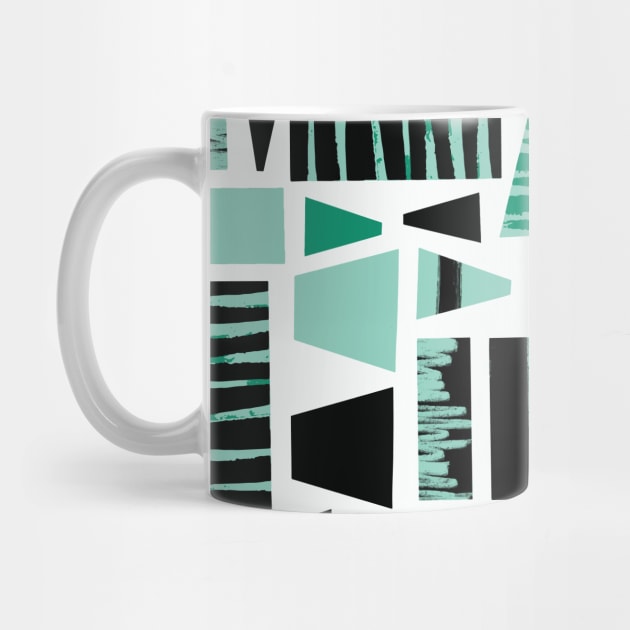 Abstract Shapes Teal Green Black by Sandra Hutter Designs